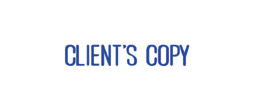 "Client's Copy" One-Color Pre-Inked Rubber Stamp for use in home or office settings. Volume discounts available with fast turnaround times!